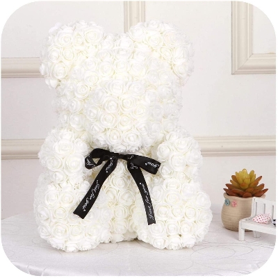 White  Foam Rose Bear